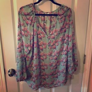 Lauren Conrad size XL minty green with pink flower